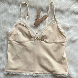 SKIMS Cotton Jersey Lace Triangle Cami S